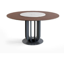 Деревянные столы со столешницей круглой формы. ROTOR 160 деревянный обеденный стол