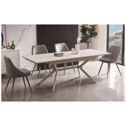 "Меркурий" стол интерьерный раздвижной обеденный из керамики, цвет белый глянцевый керамический обеденный стол