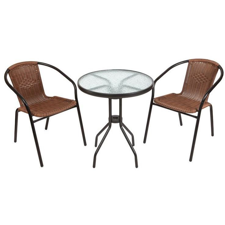 Комплект садовый BISTRO (стол круглый и 2 кресла (без оплетки на ручках)), C010+C001