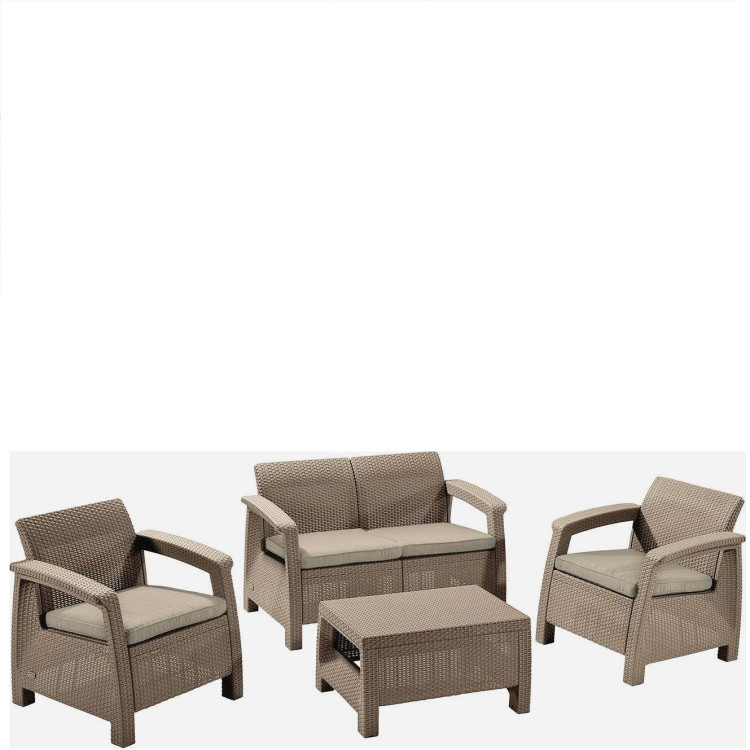 Комплект мебели с диваном Yalta 2set AFM-1020B Beige/Cappuccino (имитация ротанга) 4Pcs 