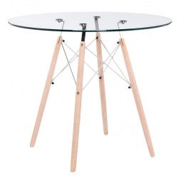 Стеклянные столы со столешницей круглой формы. EAMES PT-151 80 стеклянный обеденный стол