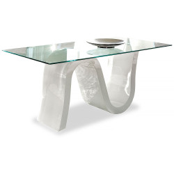Стеклянные столы с глянцевой столешницей. DUPEN DT-04 стеклянный обеденный стол