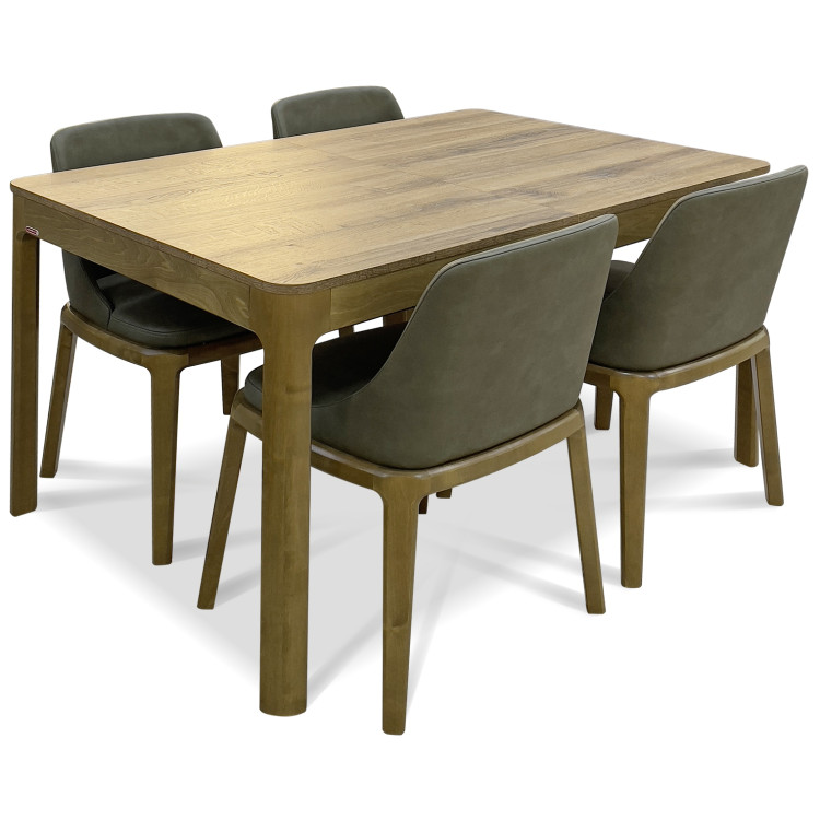 Обеденная группа: деревянный стол АПОЛЛО и стулья ФРЕШ-2 с обивкой из экокожи
