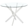 Стеклянные столы DT631 Стол обеденный стеклянный D110, основание металл белый