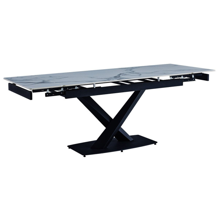 Керамические столы DT448 Стол обеден. расклад. Bentley white, 137-197*80, керамич. столеш., основание металл черны