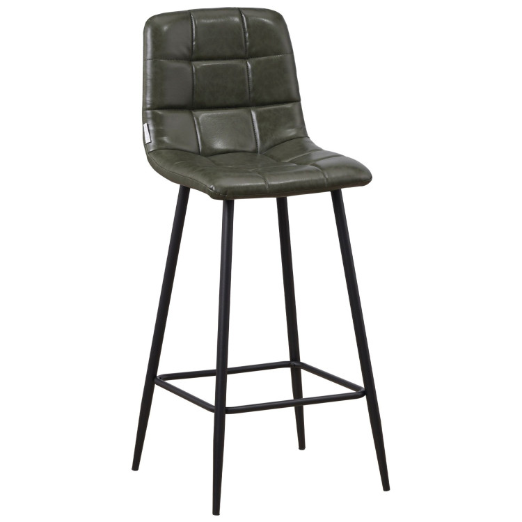Стул барный C-920/BC809 мягкий, ЗЕЛЕНЫЙ экокожа, каркас металл черный