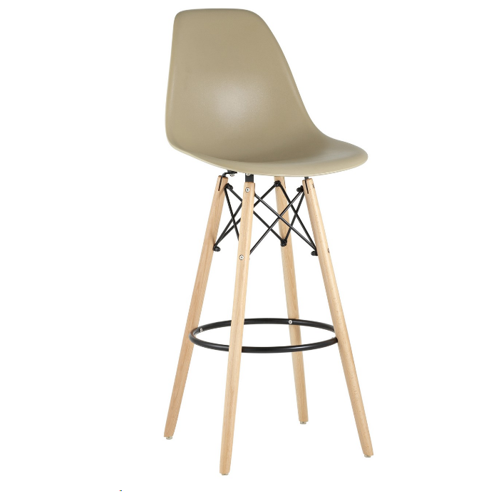 Барные стулья BC111 Стул барный пластиковый, КОФЕ С МОЛОКОМ#6166, каркас бук