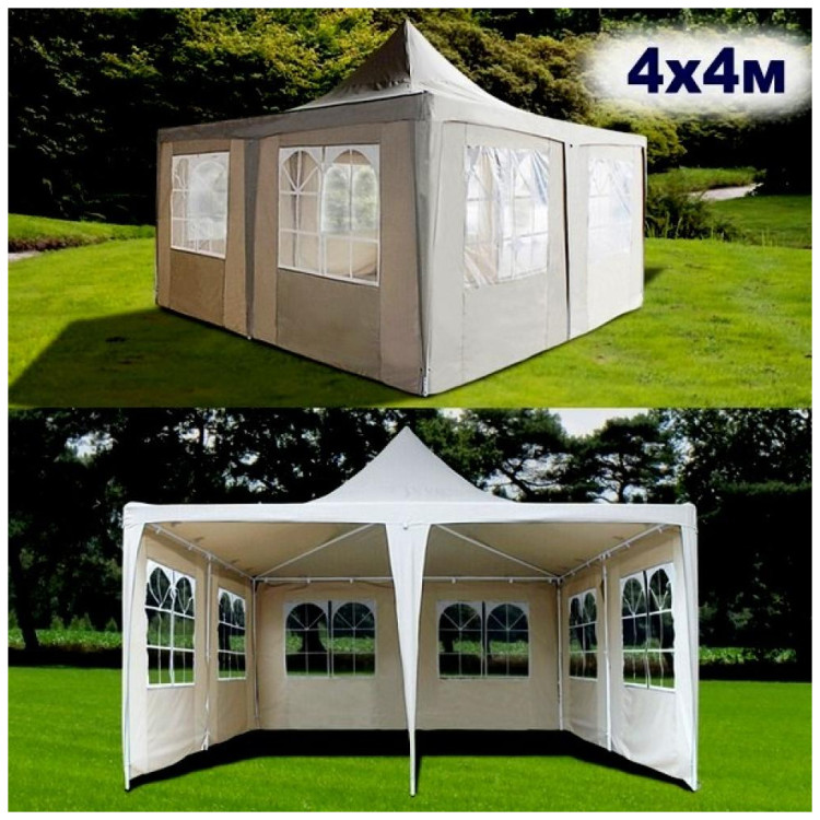 Большой шатер-павильон AFM-1032FB Beige (4х4) с окнами бежевый