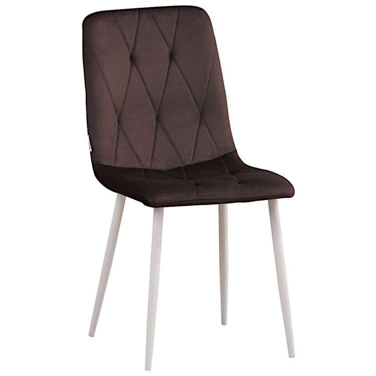 Стулья C923/DC813 Стул мягкий, КОРИЧНЕВЫЙ#h45 велюр, каркас металл белый КРУГЛЫЙ