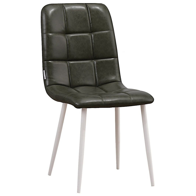 Стулья C919/DC809 Стул мягкий, ЗЕЛЕНЫЙ#19-12 экокожа, каркас металл белый КРУГЛЫЙ