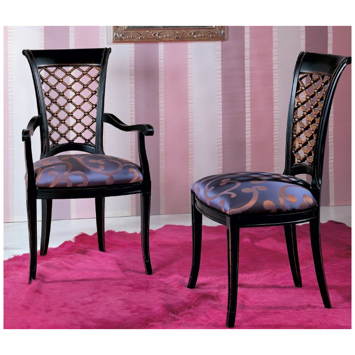 Стулья BELLO SEDIE 3123/SR Стул, P19B+P16C черный+орех/ ткань UPH F221/07 СКИДКА 50%