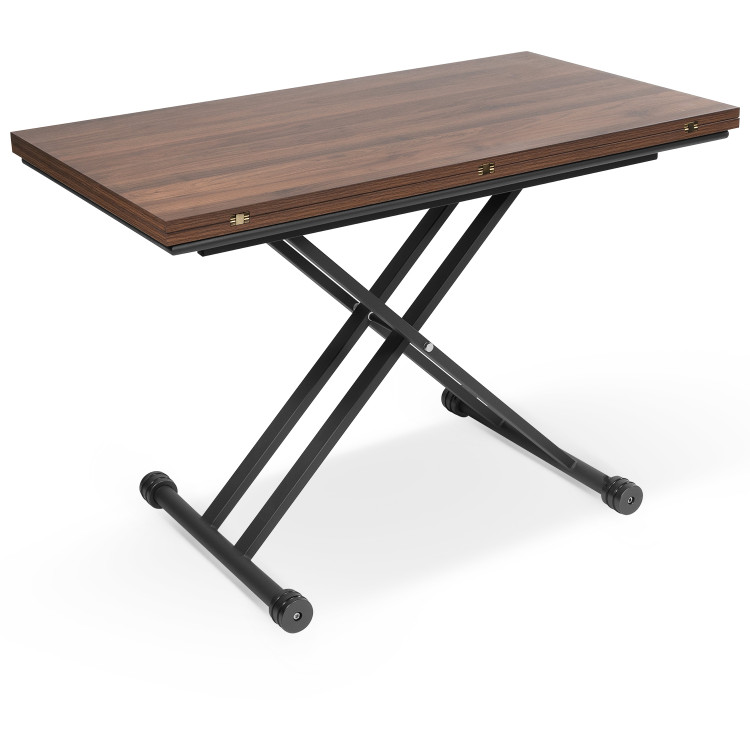 B2166 стол-трансформер с раскладной ламинированной столешницей под дерево, цвет темный орех