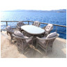Садовые обеденные группы Комплект плетеной мебели T217/LV-217 Beige (6+1) с подушками в комплекте