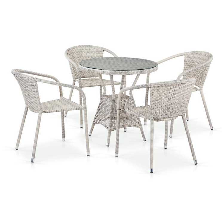 Обеденные группы Комплект плетеной мебели T705ANT/Y137C-W85 4Pcs Latte