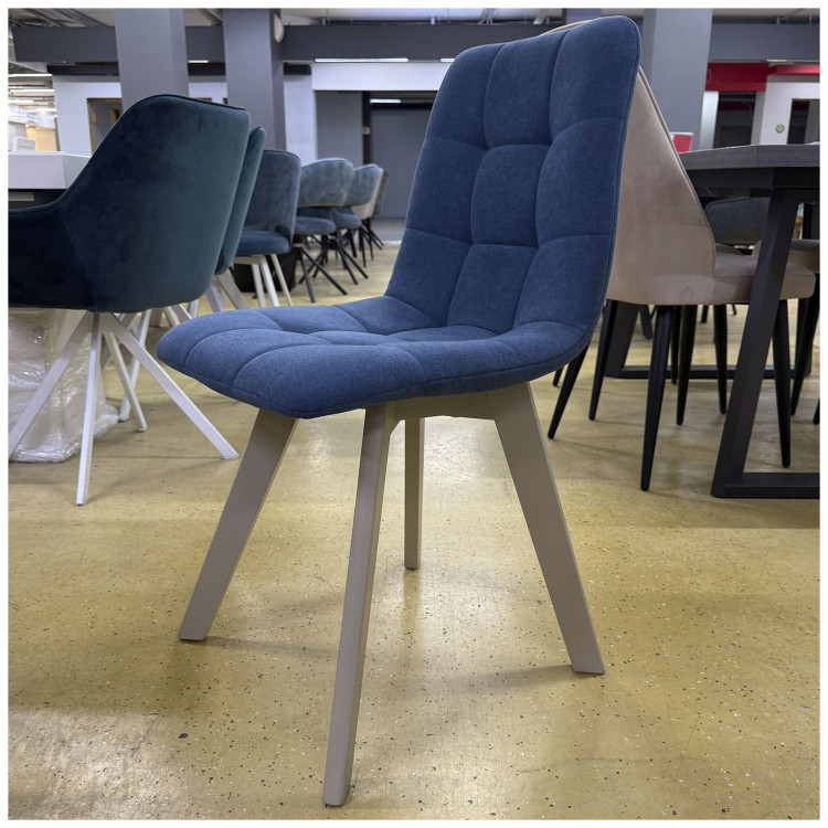 Выставочные образцы. Стул кухонный КОМФОРТ Х4, обивка ткань грета блю, ножки дерево капучино