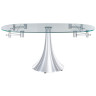 Стеклянный обеденный стол Т017 ESF, раздвижной, на одной ножке 