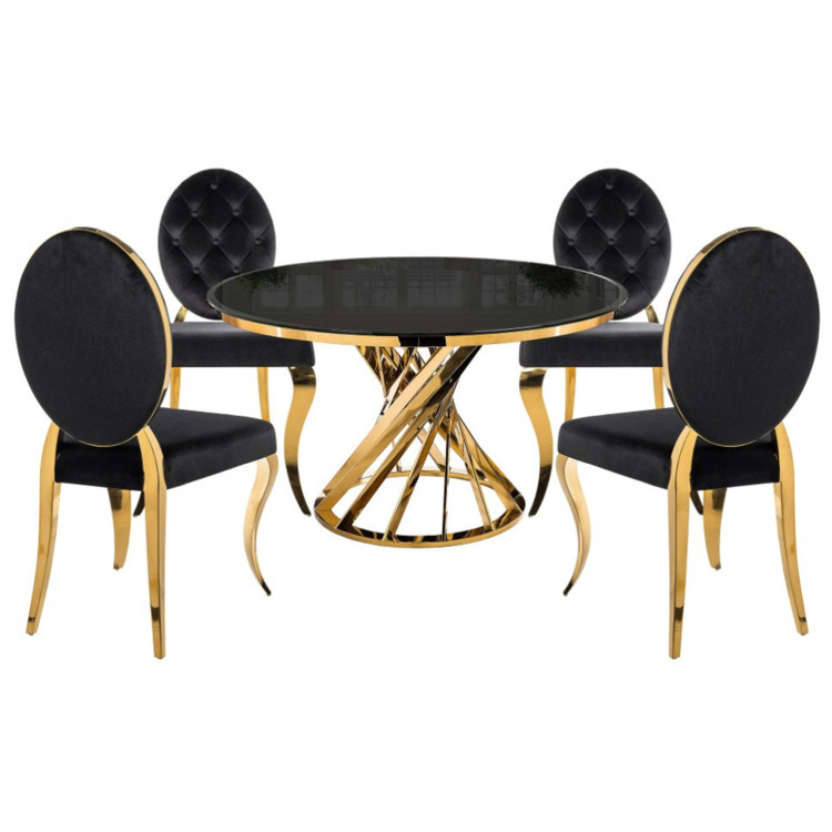 Обеденная группа ВАНДЕР (black / gold), цвет черный / золото