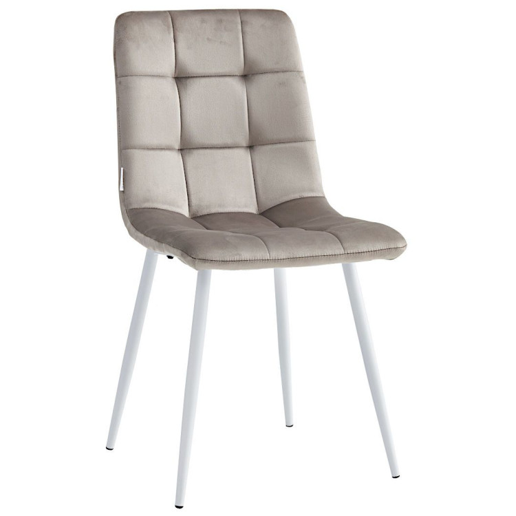 Стулья DC209 Стул мягкий, МОККО#G62-13 велюр, каркас металл белый КРУГЛЫЙ