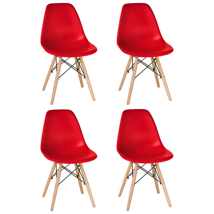 Стулья Набор 4 шт Стул обеденный DOBRIN DSW, ножки светлый бук, цвет красный (R-02)