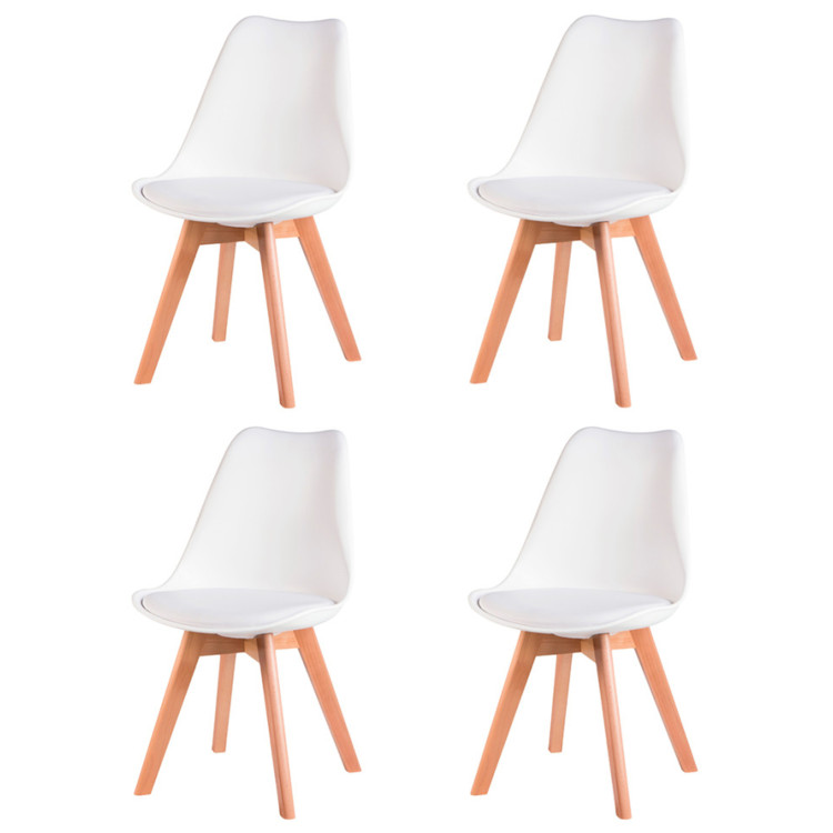 Стулья Набор 4 шт Стул обеденный DOBRIN JERRY SOFT, ножки светлый бук, цвет сиденья белый (W-02)