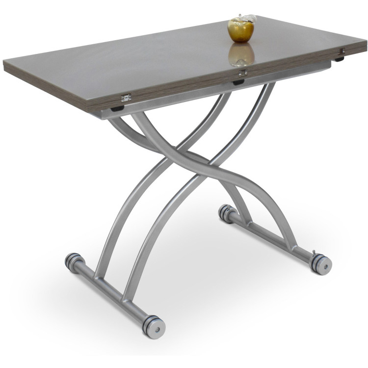 B2323-2 раскладной журнально-обеденный стол-трансформер со стеклянной столешницей, цвет серый