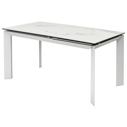 Стол CREMONA 140 MATTE STATUARIO Белый мрамор матовый, керамика/ белый каркас, ®DISAUR