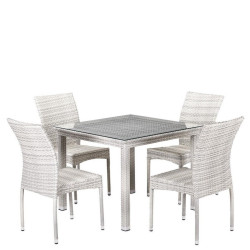 Комплект плетеной мебели T257C/Y380-W85-90x90 4Pcs Latte