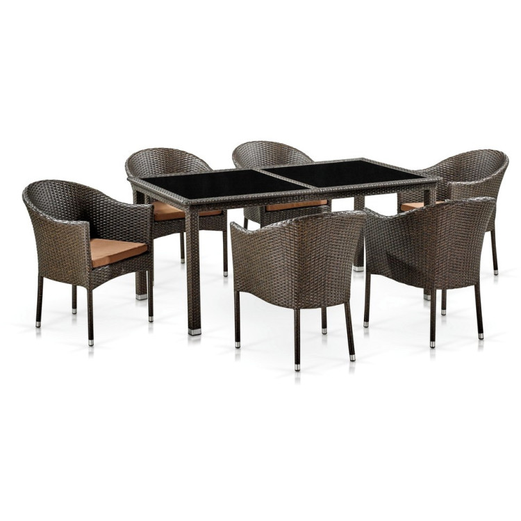 Комплект плетеной мебели T246A/Y350A-W53 Brown 6Pcs