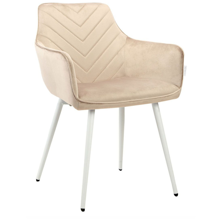 Стул-кресло DC834 Стул мягкий с подлокотниками, МОККО#G62-13 велюр, каркас металл белый