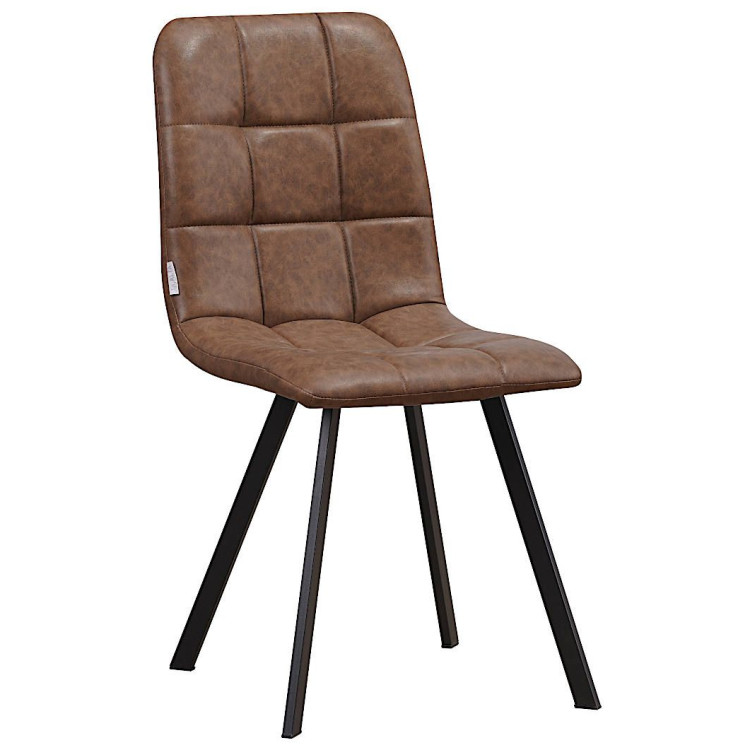 Стулья C919/DC809 Стул мягкий, СВЕТЛО-КОРИЧНЕВЫЙ#99-55 экокожа, каркас металл черный КВАДРАТ