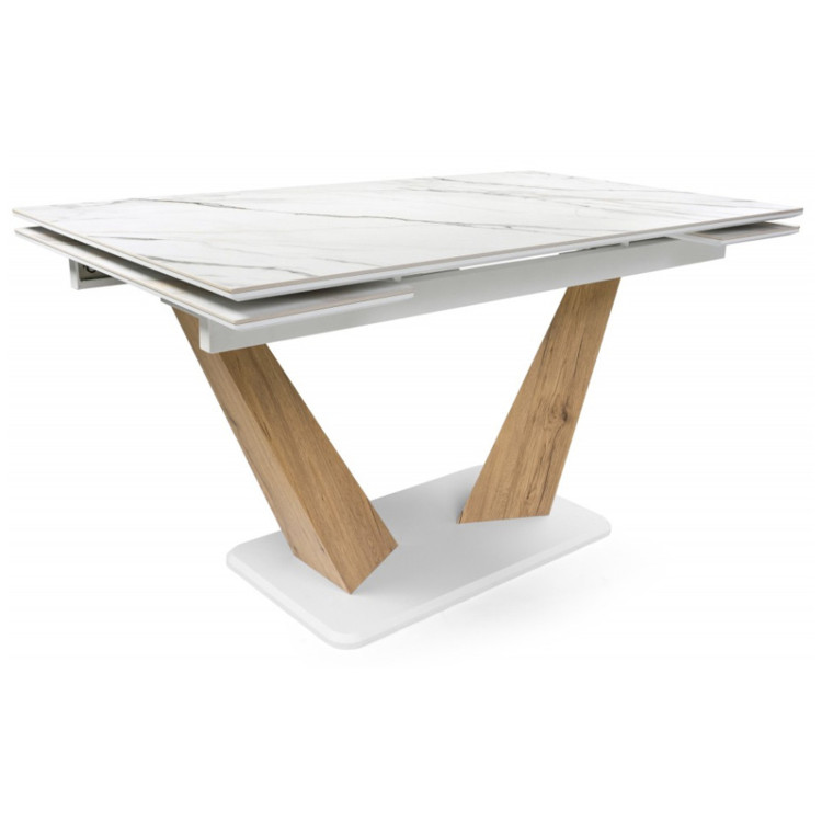 КЕЛИ стол обеденный с керамической столешницей, цвет белый мрамор