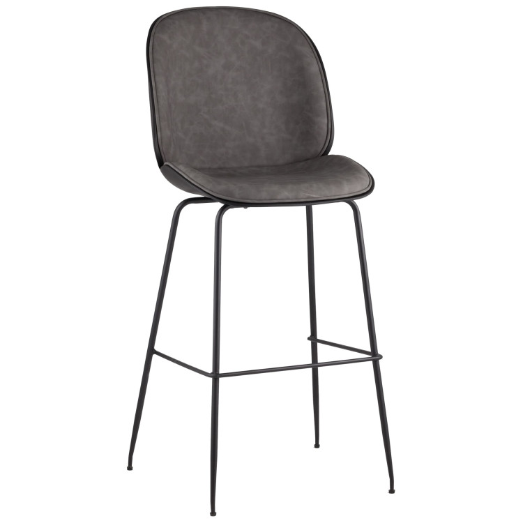 Барные стулья Beetle со спинкой в серой экокоже на металлических ножках