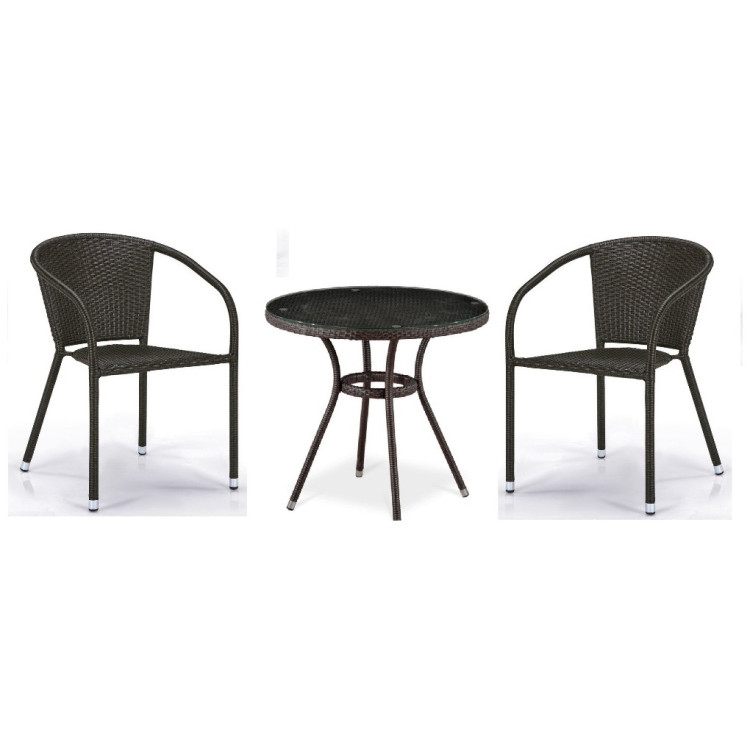 Мебель для летнего кафе Комплект плетеной мебели T282ANT/Y137C-W53 Brown (2+1)