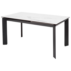 Стол CREMONA 140 MATTE STATUARIO Белый мрамор матовый, керамика/ черный каркас, ®DISAUR