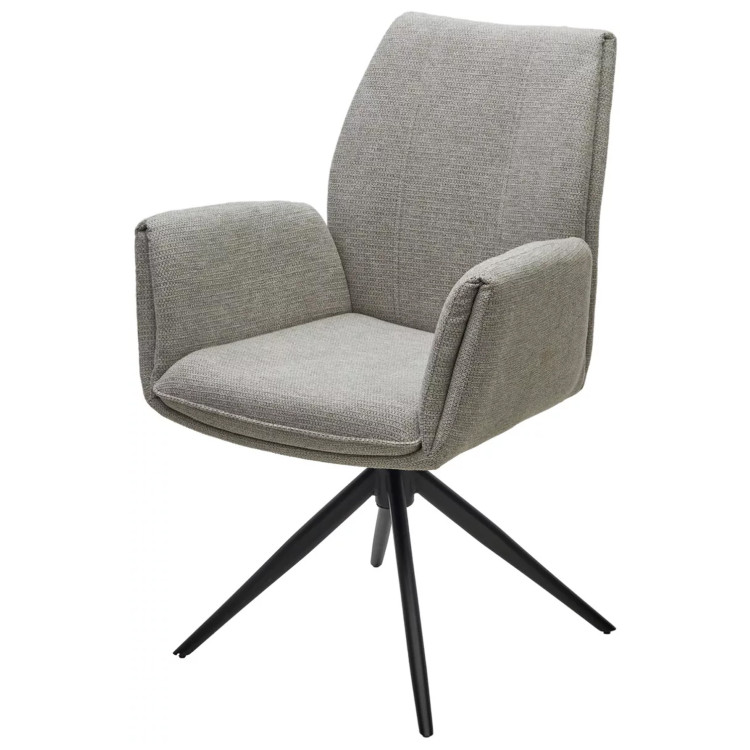 Стул-кресло YOZEF 360 поворотный, обивка ткань светло-серый, каркас черный, DISAUR