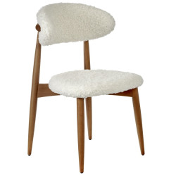 Стул Lucas белый искусственный мех с ножками цвета орех