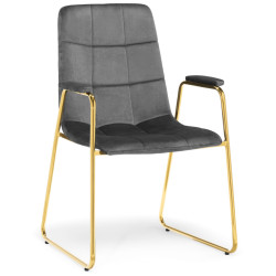 Стул-кресло Lana dark grey / gold с подлокотниками