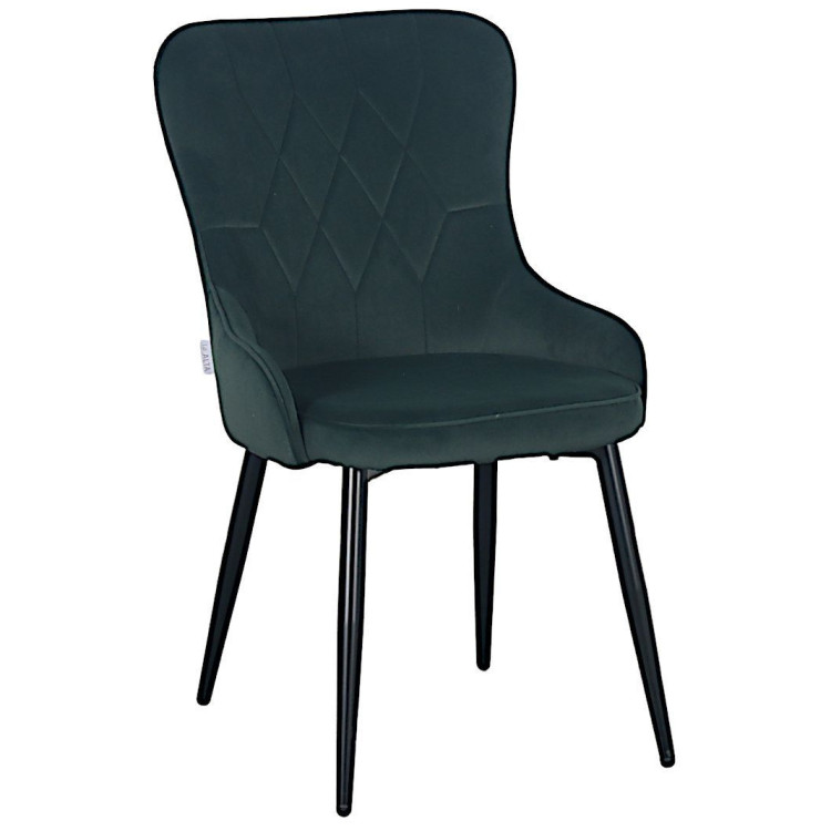 Стулья для гостиной DC444 Стул мягкий, ТЕМНО-ЗЕЛЕНЫЙ#MJ 420-37 велюр, каркас металл черный