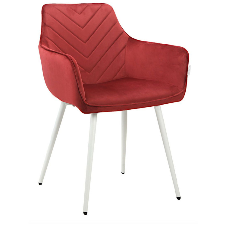 Стул-кресло DC834 Стул мягкий с подлокотниками, ВИННЫЙ#G62-36 велюр, каркас металл белый