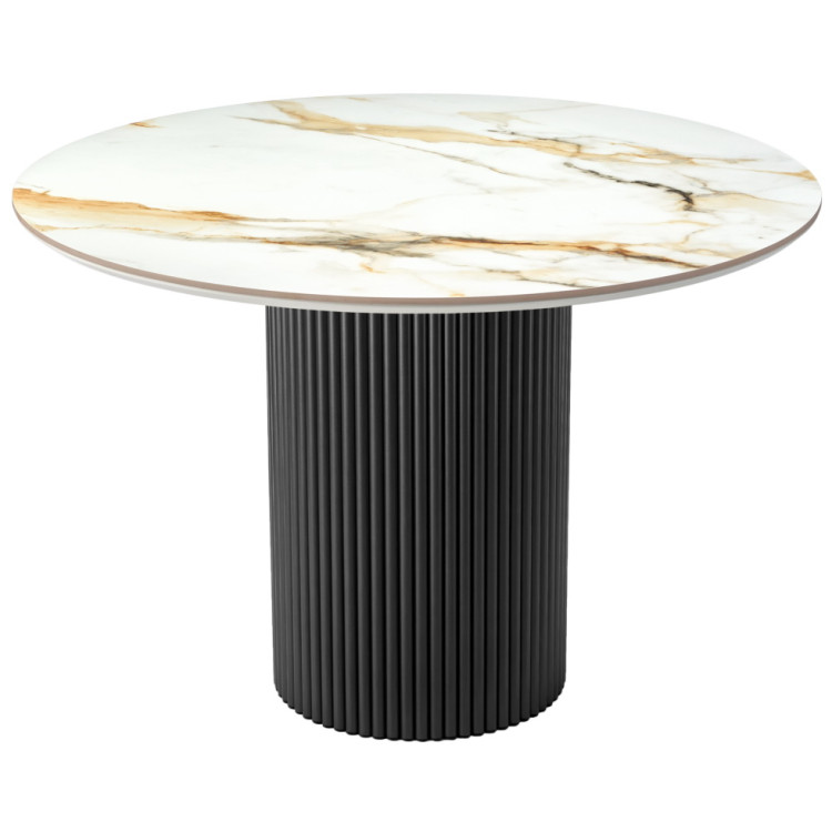 СТОЛЫ Стол Aura D110, керамогранит Calacatte gold мрамор, чёрный