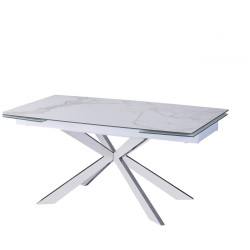 Широкий стол. Стол обеденный раскладной Иллюзион MC22026DT, белый мрамор обеденный стол