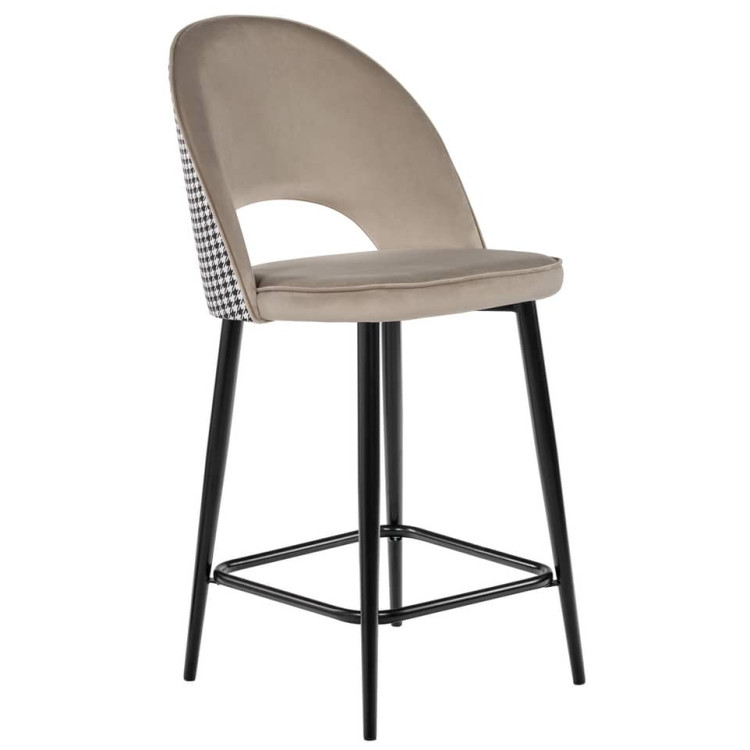 Полубарные стулья Стул полубарный Leo латте с жаккардом, поворотный механизм