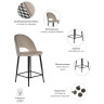 Полубарные стулья Стул полубарный Leo латте с жаккардом, поворотный механизм
