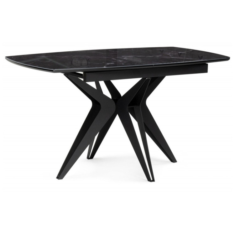 Стеклянный стол РИПОЛЬ 140(180)х80 черный мрамор / черный