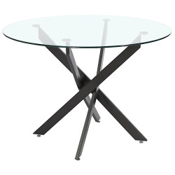 DT631 Стол обеденный стеклянный D110, основание металл черный стеклянный обеденный стол