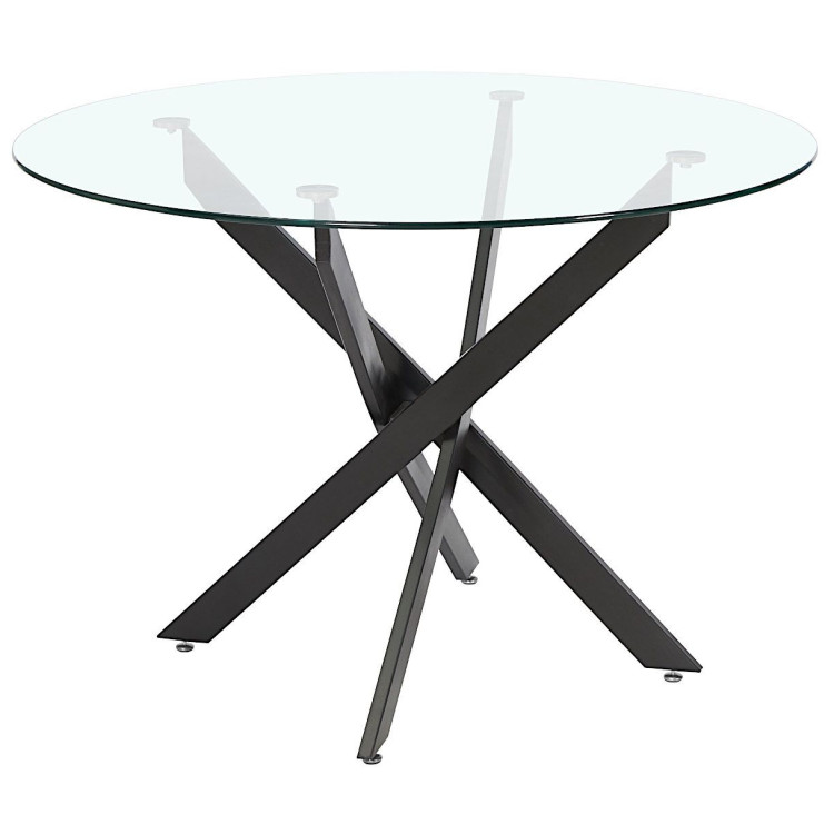 Стеклянные столы DT631 Стол обеденный стеклянный D110, основание металл черный