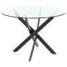Стеклянные столы DT631 Стол обеденный стеклянный D110, основание металл черный