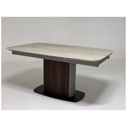 Большой стол. DAGFINN 160 IVORY TRAVERTINE SOLID CERAMIC / орех Стол обеденный