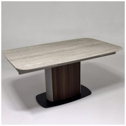 Большой стол. DAGFINN 160 IVORY TRAVERTINE SOLID CERAMIC / орех Стол обеденный