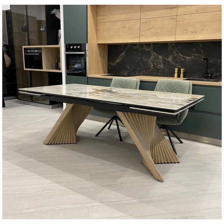 Кухонные столы Стол МАНХЭТТЕН 200 DRAC COLD XLIM, керамика / Орех Карни натуральный М-City